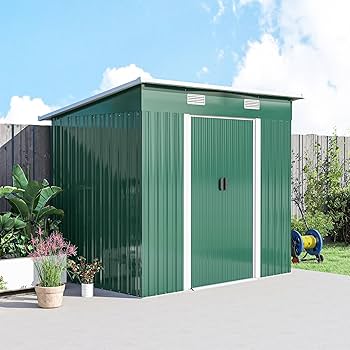 Sanon　0724 Amazon.com : Outsunny 7' x 4' Outdoor Storage Shed, Metal